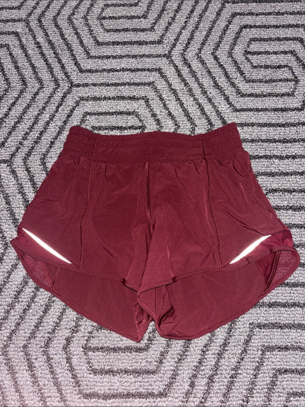 lululemon athletica Maroon Athletic Shorts with Reflective Accents - Picture 1 of 1